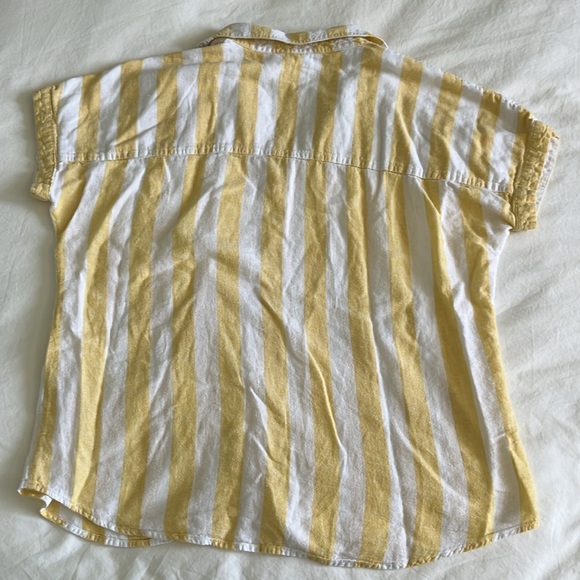 Marine Layer Button Up Shirt, Size Small, White and Yellow Stripe - Picture 5 of 6